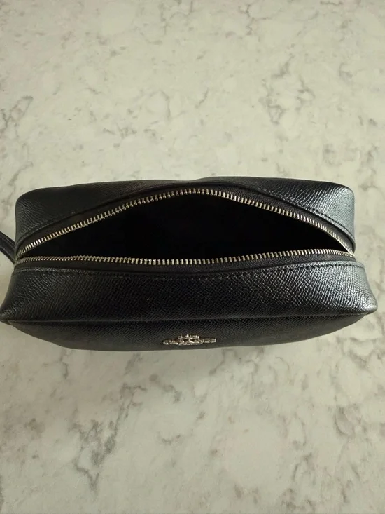 Coach *Project* Black Saffiano Leather Toiletry Pouch with Silver Logo - Picture 11 of 11